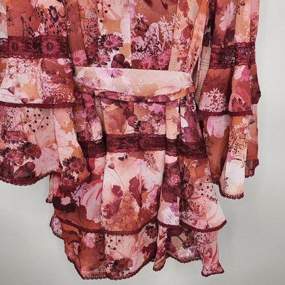 NWT BHLDN Camila Long Sleeve Chiffon Mini Dress Pink Medium - Picture 11 of 16